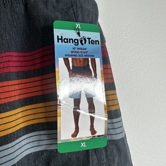 Hang Ten Shorts Mens XL Light Blue Striped Swim Trunks Quick Dry Board Shorts - Picture 4 of 8
